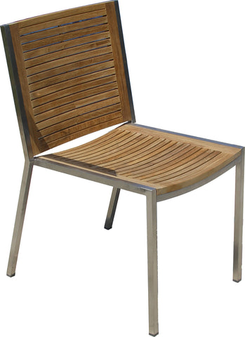 CAPRI Contemporary Teak and Stainless Stacking  Chair