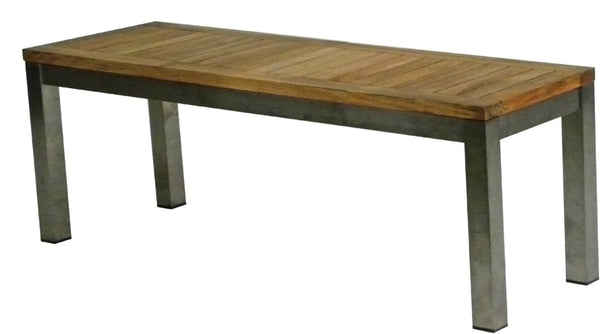 Contemporary Teak and Stainless Steel Bench 140cm