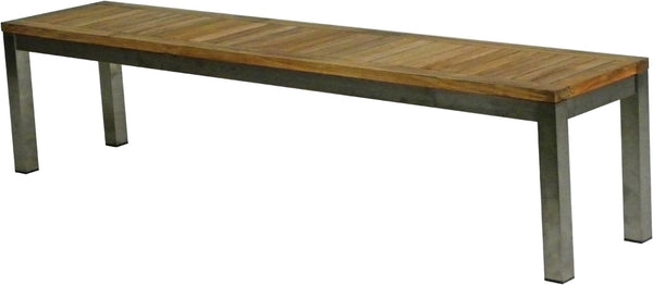 Contemporary Teak and Stainless Steel Bench 190cm
